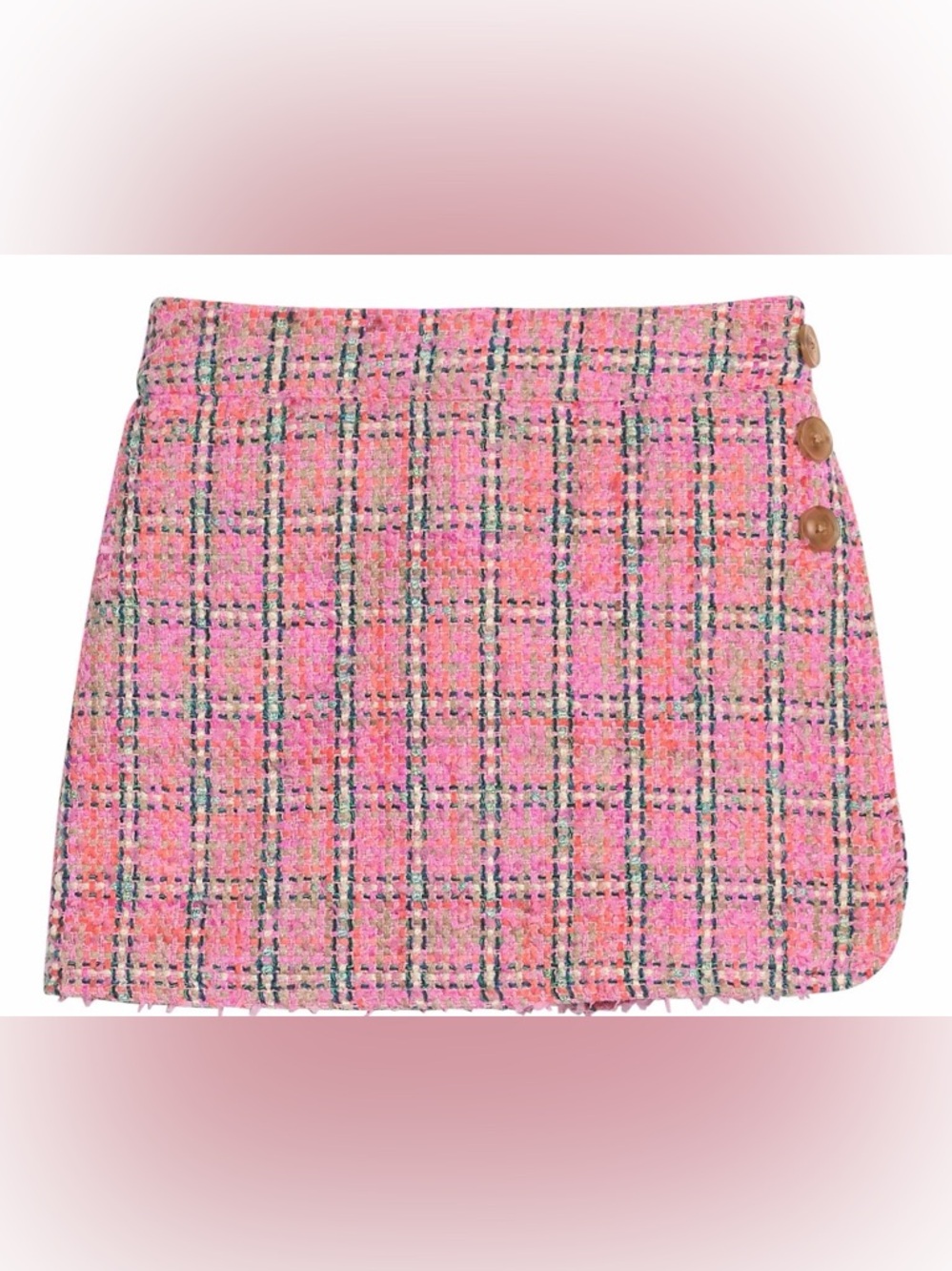 Bisby Pink Tweed Plaid Skort
